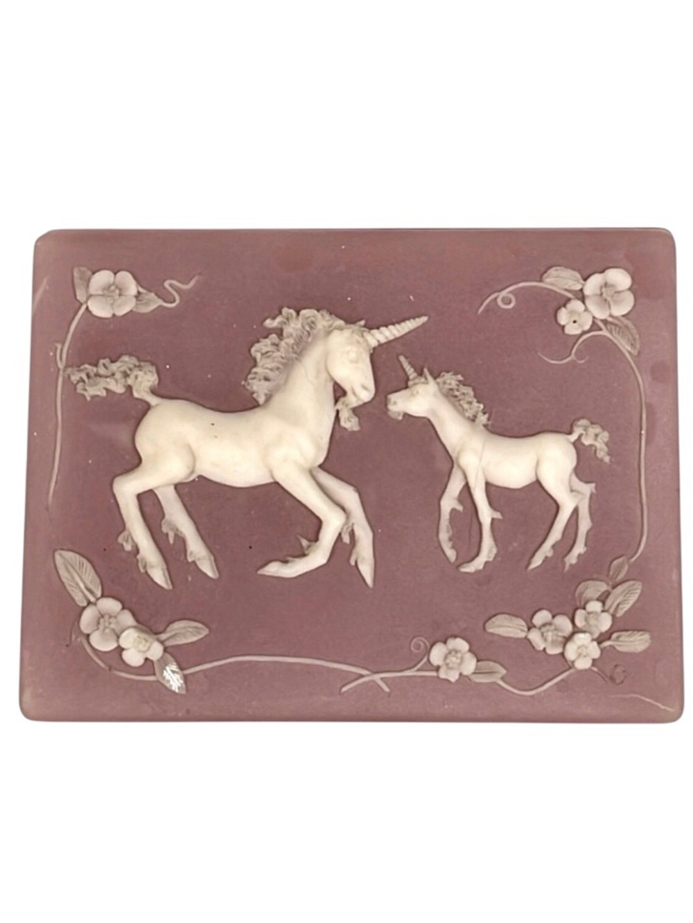 Vintage Unicorn Incolay Stone Jewelry Box. Pre owned.